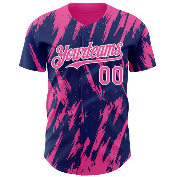 Custom Royal Pink-White Splatter Torn Sharp Brush Stroke Authentic Baseball Jersey