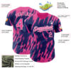 Custom Royal Pink-White Splatter Torn Sharp Brush Stroke Authentic Baseball Jersey