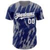 Custom Royal White-Gray Splatter Torn Sharp Brush Stroke Authentic Baseball Jersey