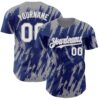 Custom Royal White-Gray Splatter Torn Sharp Brush Stroke Authentic Baseball Jersey