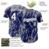 Custom Royal White-Gray Splatter Torn Sharp Brush Stroke Authentic Baseball Jersey