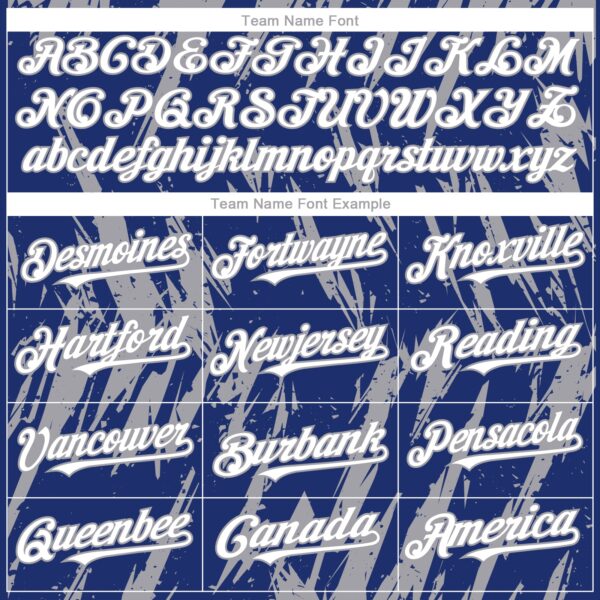 Custom Royal White-Gray Splatter Torn Sharp Brush Stroke Authentic Baseball Jersey