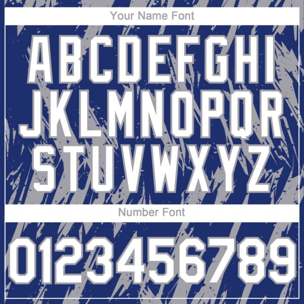 Custom Royal White-Gray Splatter Torn Sharp Brush Stroke Authentic Baseball Jersey