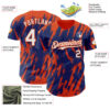 Custom Royal White-Orange Splatter Torn Sharp Brush Stroke Authentic Baseball Jersey