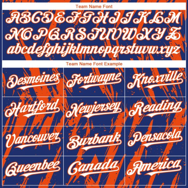 Custom Royal White-Orange Splatter Torn Sharp Brush Stroke Authentic Baseball Jersey