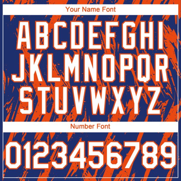 Custom Royal White-Orange Splatter Torn Sharp Brush Stroke Authentic Baseball Jersey