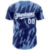 Custom Royal White-Light Blue Splatter Torn Sharp Brush Stroke Authentic Baseball Jersey