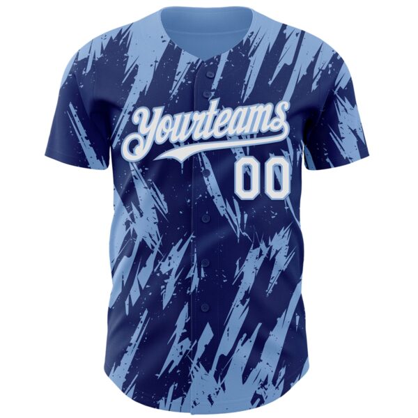 Custom Royal White-Light Blue Splatter Torn Sharp Brush Stroke Authentic Baseball Jersey