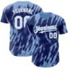 Custom Royal White-Light Blue Splatter Torn Sharp Brush Stroke Authentic Baseball Jersey