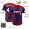 Custom Royal White-Red Splatter Torn Sharp Brush Stroke Authentic Baseball Jersey