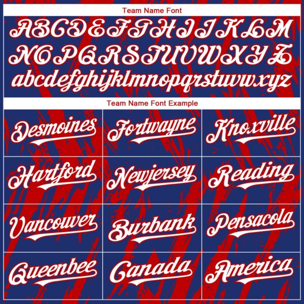 Custom Royal White-Red Splatter Torn Sharp Brush Stroke Authentic Baseball Jersey