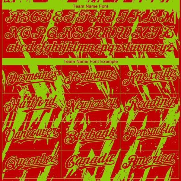 Custom Red Neon Green Splatter Torn Sharp Brush Stroke Authentic Baseball Jersey