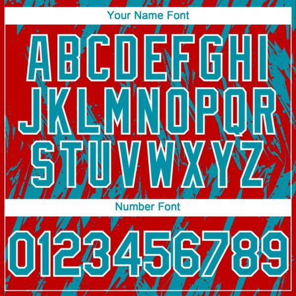 Custom Red Teal-White Splatter Torn Sharp Brush Stroke Authentic Baseball Jersey