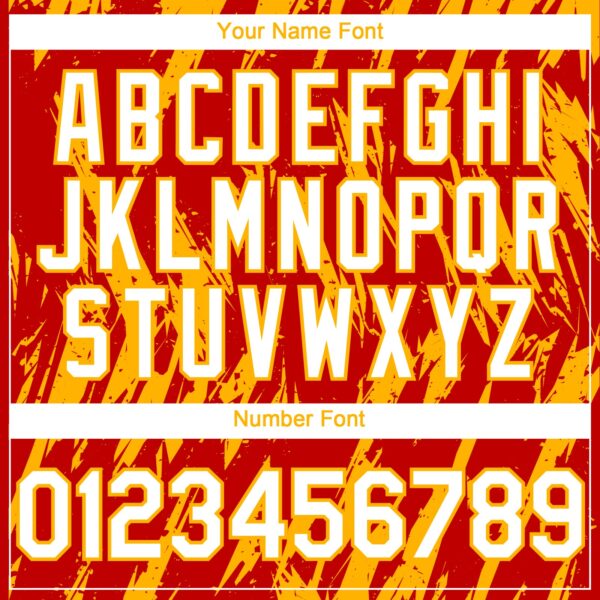 Custom Red White-Gold Splatter Torn Sharp Brush Stroke Authentic Baseball Jersey