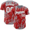 Custom Red White-Gray Splatter Torn Sharp Brush Stroke Authentic Baseball Jersey
