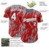 Custom Red White-Gray Splatter Torn Sharp Brush Stroke Authentic Baseball Jersey