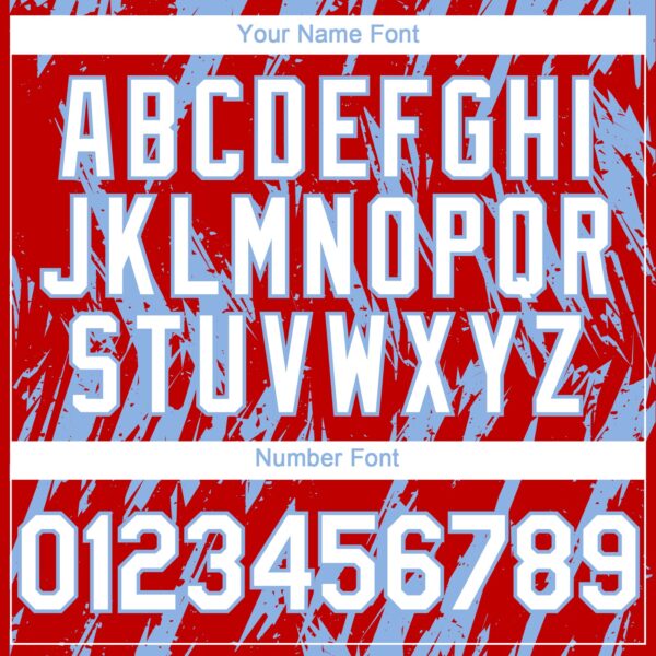 Custom Red White-Light Blue Splatter Torn Sharp Brush Stroke Authentic Baseball Jersey