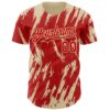 Custom Red Cream Splatter Torn Sharp Brush Stroke Authentic Baseball Jersey