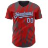 Custom Red Light Blue-Steel Gray Splatter Torn Sharp Brush Stroke Authentic Baseball Jersey