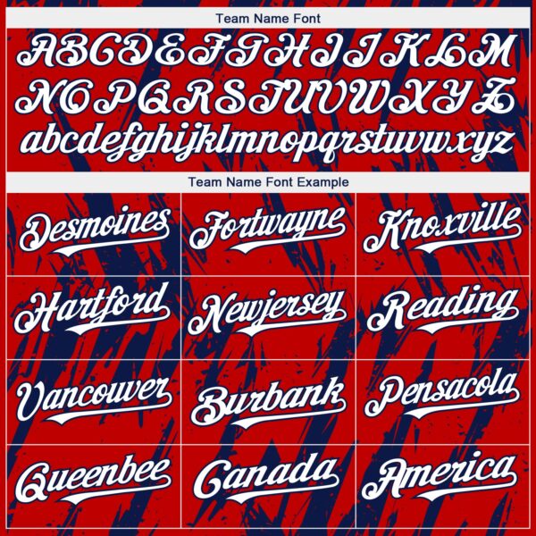 Custom Red White-Navy Splatter Torn Sharp Brush Stroke Authentic Baseball Jersey