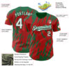 Custom Red White-Kelly Green Splatter Torn Sharp Brush Stroke Authentic Baseball Jersey