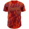 Custom Crimson Old Gold-Orange Splatter Torn Sharp Brush Stroke Authentic Baseball Jersey