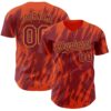 Custom Crimson Old Gold-Orange Splatter Torn Sharp Brush Stroke Authentic Baseball Jersey