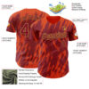 Custom Crimson Old Gold-Orange Splatter Torn Sharp Brush Stroke Authentic Baseball Jersey