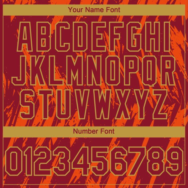 Custom Crimson Old Gold-Orange Splatter Torn Sharp Brush Stroke Authentic Baseball Jersey