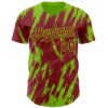 Custom Crimson Neon Green Splatter Torn Sharp Brush Stroke Authentic Baseball Jersey