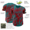 Custom Crimson Teal Splatter Torn Sharp Brush Stroke Authentic Baseball Jersey
