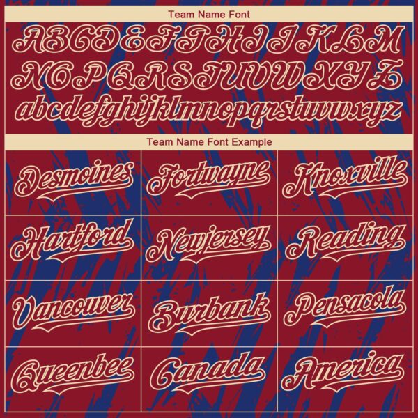 Custom Crimson Cream-Royal Splatter Torn Sharp Brush Stroke Authentic Baseball Jersey