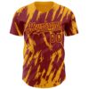 Custom Crimson Gold Splatter Torn Sharp Brush Stroke Authentic Baseball Jersey
