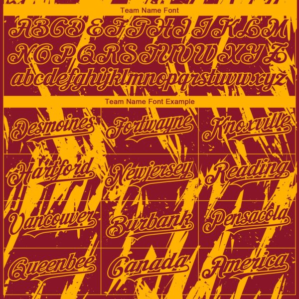 Custom Crimson Gold Splatter Torn Sharp Brush Stroke Authentic Baseball Jersey