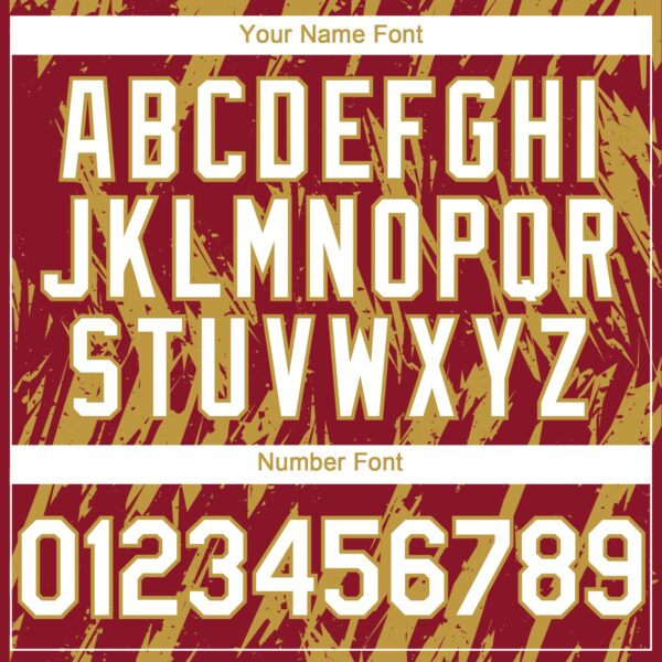 Custom Crimson White-Old Gold Splatter Torn Sharp Brush Stroke Authentic Baseball Jersey