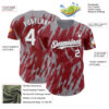 Custom Crimson White-Gray Splatter Torn Sharp Brush Stroke Authentic Baseball Jersey