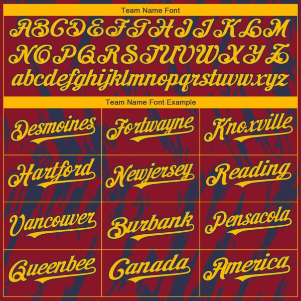 Custom Crimson Gold-Navy Splatter Torn Sharp Brush Stroke Authentic Baseball Jersey