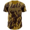 Custom Brown Old Gold Splatter Torn Sharp Brush Stroke Authentic Baseball Jersey