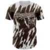 Custom Brown White Splatter Torn Sharp Brush Stroke Authentic Baseball Jersey