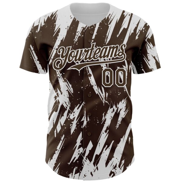 Custom Brown White Splatter Torn Sharp Brush Stroke Authentic Baseball Jersey
