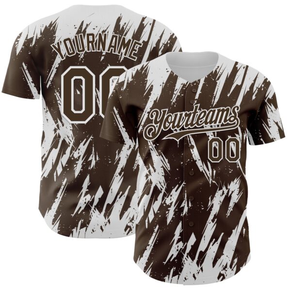 Custom Brown White Splatter Torn Sharp Brush Stroke Authentic Baseball Jersey