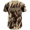 Custom Brown Cream Splatter Torn Sharp Brush Stroke Authentic Baseball Jersey