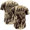 Custom Brown Cream Splatter Torn Sharp Brush Stroke Authentic Baseball Jersey