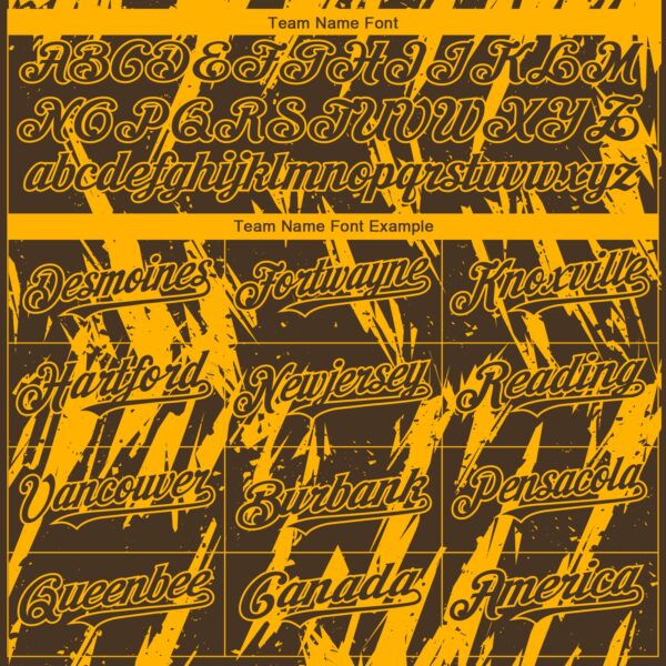 Custom Brown Gold Splatter Torn Sharp Brush Stroke Authentic Baseball Jersey