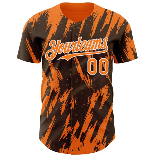 Custom Brown Bay Orange-White Splatter Torn Sharp Brush Stroke Authentic Baseball Jersey