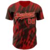 Custom Brown Red-White Splatter Torn Sharp Brush Stroke Authentic Baseball Jersey