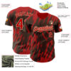 Custom Brown Red-White Splatter Torn Sharp Brush Stroke Authentic Baseball Jersey