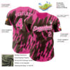 Custom Brown Pink-White Splatter Torn Sharp Brush Stroke Authentic Baseball Jersey