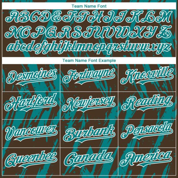 Custom Brown Teal-White Splatter Torn Sharp Brush Stroke Authentic Baseball Jersey