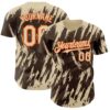 Custom Brown Cream-Orange Splatter Torn Sharp Brush Stroke Authentic Baseball Jersey
